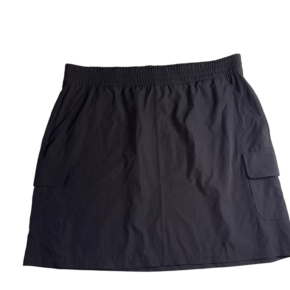 T by Talbots Cargo Active Skort 1X Black Elastic Waist Stretch Utility Skirt